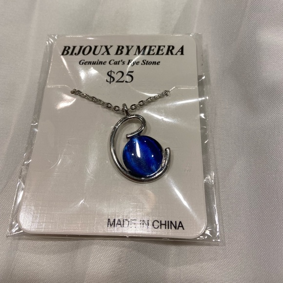 Genuine Cat’s Eye Stone 20 Inch Chain Necklace made by BIJOUX BY MEERA - Picture 3 of 3